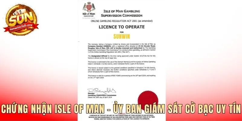 Chứng nhận Isle Of Man - ủy ban giám sát cờ bạc uy tín